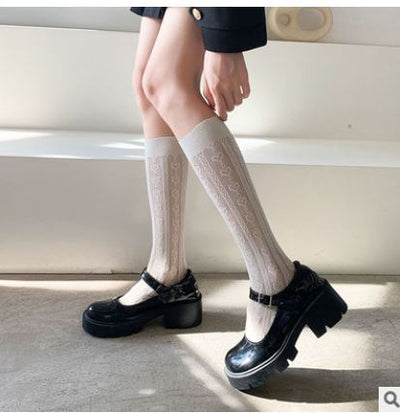 Calcetines JK Lolita Japonesa con Diseño Hueco y Detalle de Corazón - Image 6