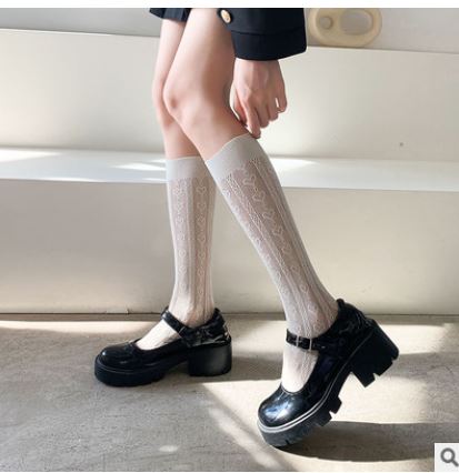 Calcetines JK Lolita Japonesa con Diseño Hueco y Detalle de Corazón - Image 6