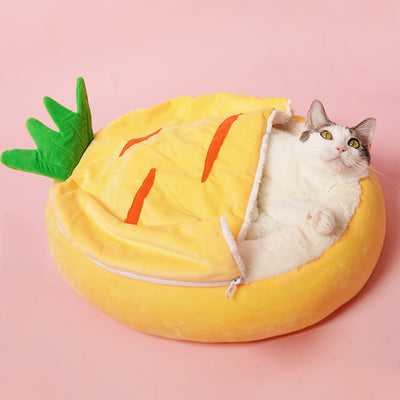 Cama Nido para Gatos Semiencerrada con Bolsa Térmica Extraíble - Zanahoria - Image 4