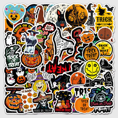 Pack 50 Stickers Halloween Resistentes al Agua para Laptop, Tazas y Refrigerador