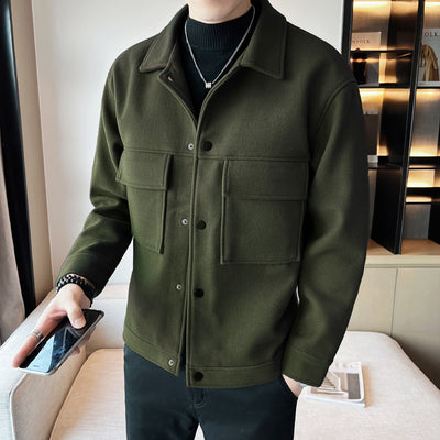Abrigo de Lana Suelta con Solapa - Chaqueta Casual para Hombre