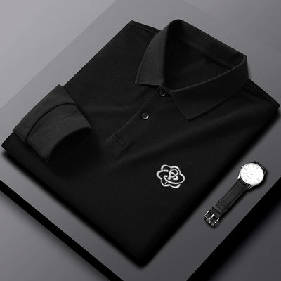 Camiseta de Algodón Puro con Cuello Solapa para Hombre - Manga Larga Otoño - Image 5