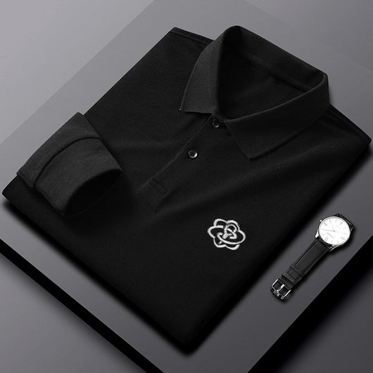 Camiseta de Algodón Puro con Cuello Solapa para Hombre - Manga Larga Otoño - Image 5