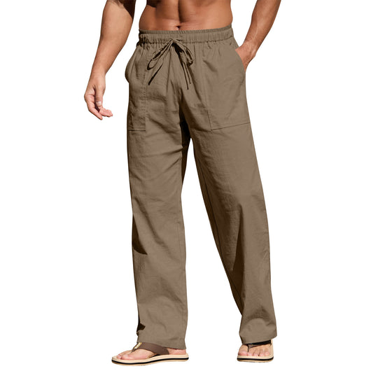 Pantalones de Playa para Hombre en Algodón y Lino con Cintura Elástica - Image 11