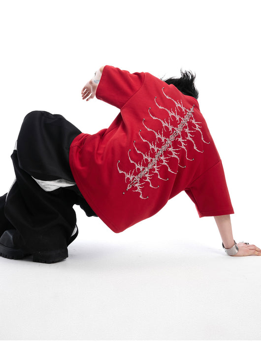Playera Manga Corta Hombre con Diseño de Espina Dorsal y Remaches - Image 16