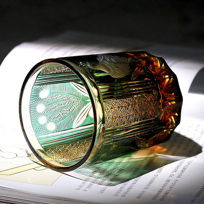 Vaso de Whiskey de Cristal Tallado a Mano con Diseño de Pavo Real - Image 19