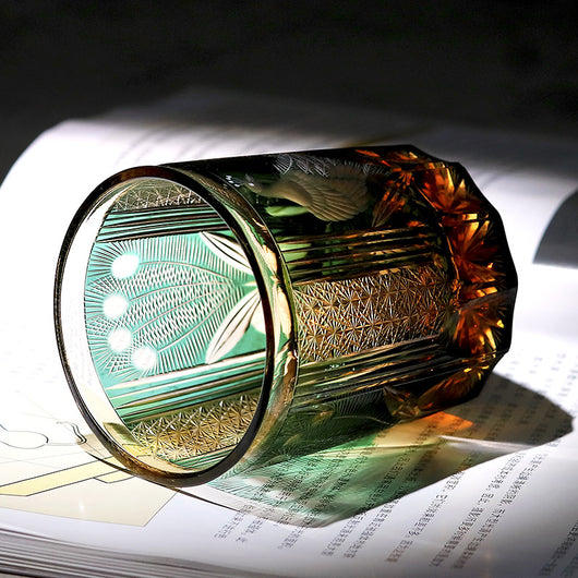 Vaso de Whiskey de Cristal Tallado a Mano con Diseño de Pavo Real - Image 19