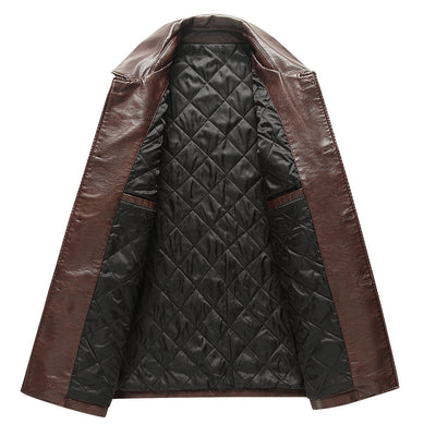 Chaqueta de Cuero con Solapa para Hombre Maduro - Algodón Premium - Image 4