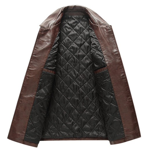 Chaqueta de Cuero con Solapa para Hombre Maduro - Algodón Premium - Image 4