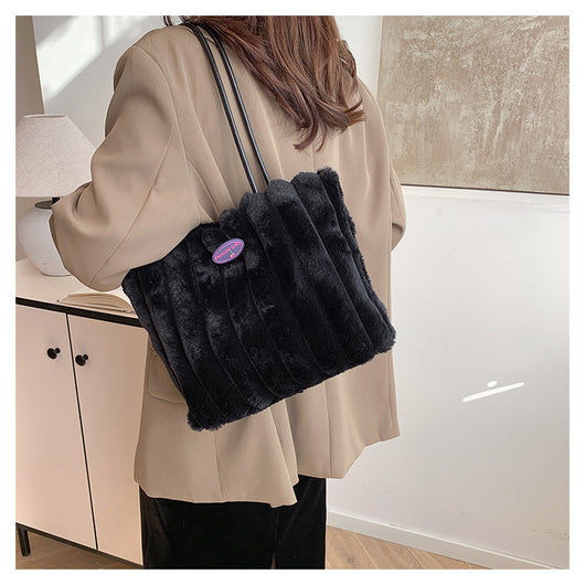 Bolso Tote Grande de Felpa para Otoño e Invierno - Image 15