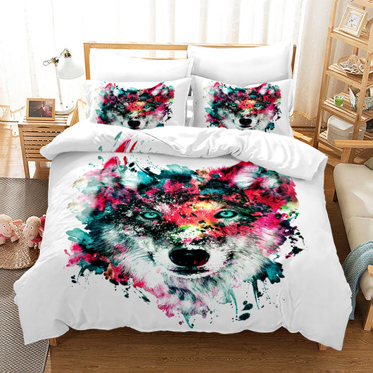 Juego de Cama Lobo Estampado Digital Tres Piezas - Image 4