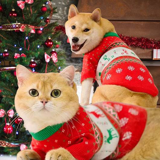 Suéter Navideño Cálido para Mascotas - Diseño Festivo Reno y Animales
