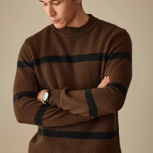 Suéter de Lana Pura para Hombre con Rayas Contraste - Calidez y Estilo - Image 12