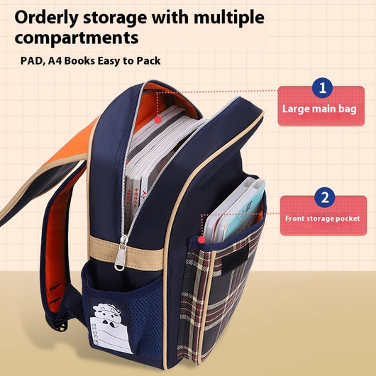 Mochila Escolar Impermeable con Descompresión Estilo Británico para Preescolar - Image 4
