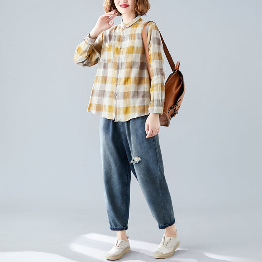 Camisa de Cuadros Manga Larga Talla Grande para Mujer - Image 14