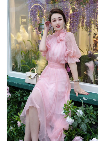 Vestido Largo Francés Delicado con Cintura Suave - Image 11