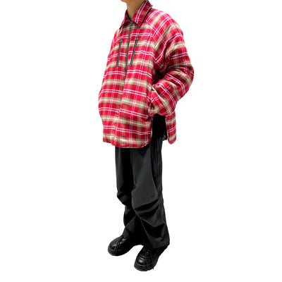 Chaqueta Acolchada de Cuadros Rojo para Hombre con Cierre de Cremallera - Image 8