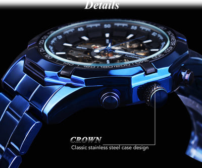 Reloj Automático Mecánico Azul con Diseño Hueco - Image 10
