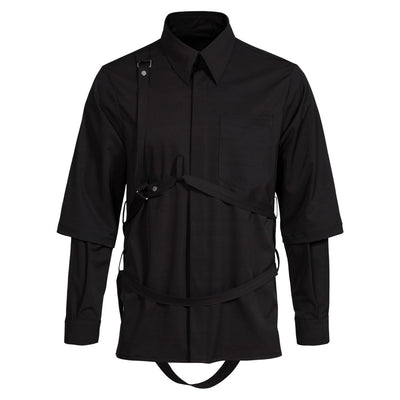 Camisa Hombre Falso Doble Pecho con Tirantes y Mangas Desmontables - Image 4
