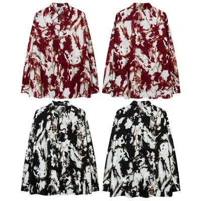 Camisa Suelta Tie-dye Personalizada con Tinta para Hombre