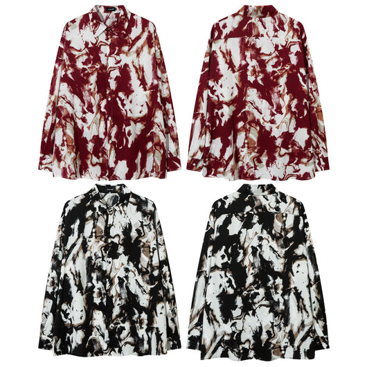Camisa Suelta Tie-dye Personalizada con Tinta para Hombre