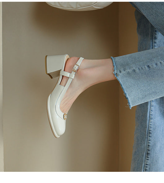 Sandalias Slingback con Tacón Grueso y Puntera Reforzada en Cuero - Image 29
