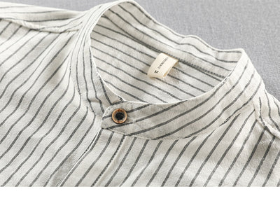 Camisa Casual Holgada de Manga Corta a Rayas para Hombre Talla Grande - Image 11