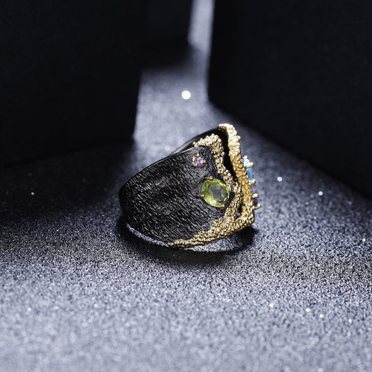 Anillo de Plata 925 con Peridoto Chapado en Oro - Diseño Personalizado - Image 2