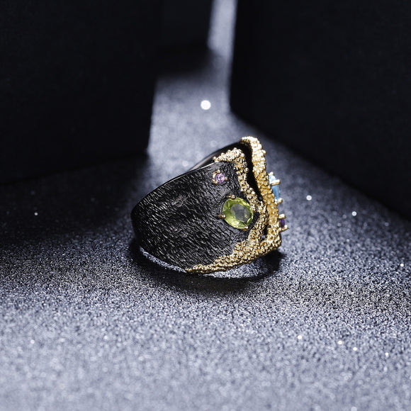 Anillo de Plata 925 con Peridoto Chapado en Oro - Diseño Personalizado