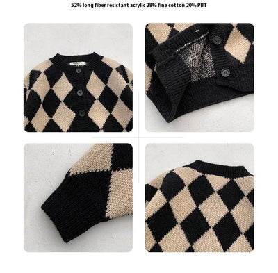 Suéter Infantil Estilo Coreano con Patrón Rombo Holgado - Image 11
