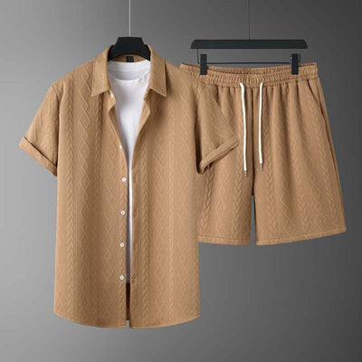 Conjunto de Camisa y Shorts con Patrón de Diamantes para Hombre - Image 4