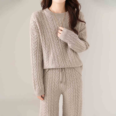 Conjunto de Suéter y Pantalón de Lana Pura para Mujer - Diseño Holgado y Adelgazante - Image 6