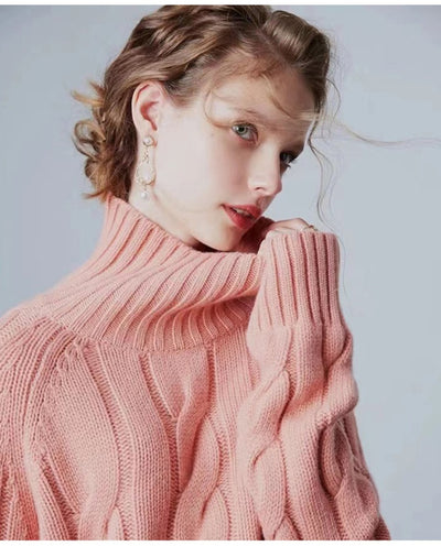 Suéter de Cuello Alto Tejido Grueso Estilo Relajado para Mujer - Image 20