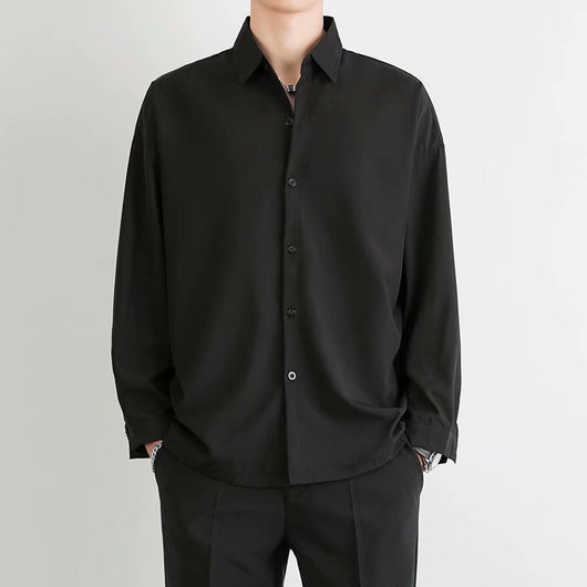 Camisa Suelta de Manga Larga en Seda de Hielo para Hombre - Image 23