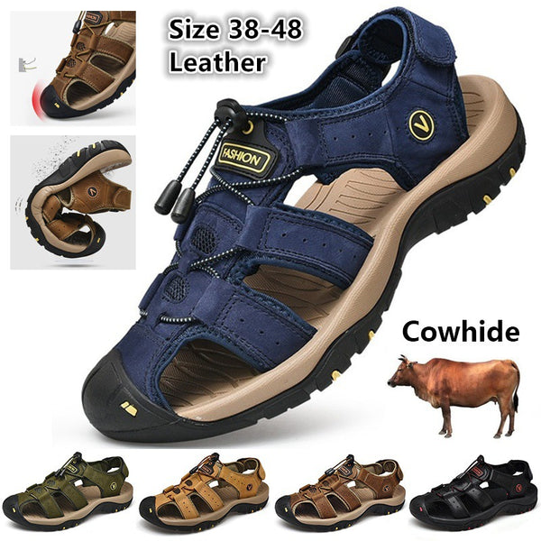 Sandalias Deportivas de Cuero para Hombre Talla Grande