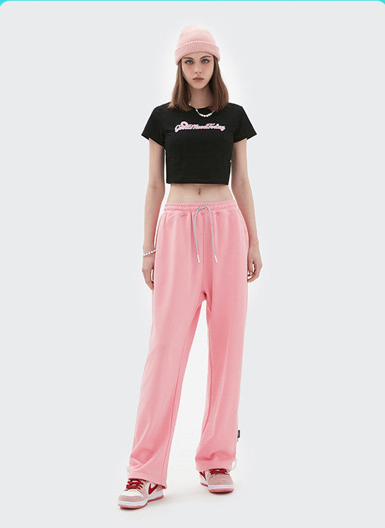 Pantalón de Buzo Holgado con Cordón en Colores Lisos