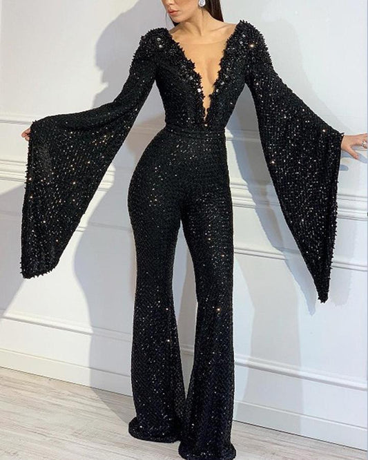 Jumpsuit con Lentejuelas y Cuello en V - Image 2