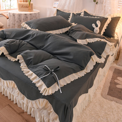 Juego de Cama Lujo Nude Princesa Durmiente con Encaje Floral - Juego de 4 Piezas - Image 8