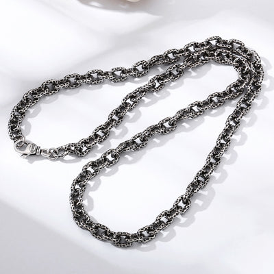 Collar de Plata Esterlina S925 con Patrón de Meteorita para Hombre - Image 5