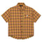 Camisa Cuadros Amarilla con Bolsillo Bordado - Unisex Manga Corta