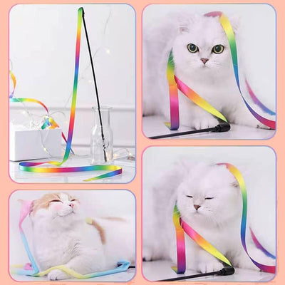 Varita Interactiva Arcoíris para Gatos - Juguete Teaser con Cintas de Colores - Image 6