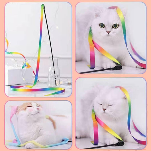 Varita Interactiva Arcoíris para Gatos - Juguete Teaser con Cintas de Colores - Image 6
