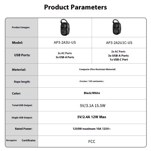 Regleta de Viaje Internacional con Puertos USB - Estándares Americano y Europeo - Image 6