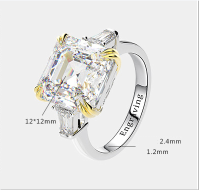 Anillo Cuadrado de Plata S925 Lujo Europeo y Americano - Image 7