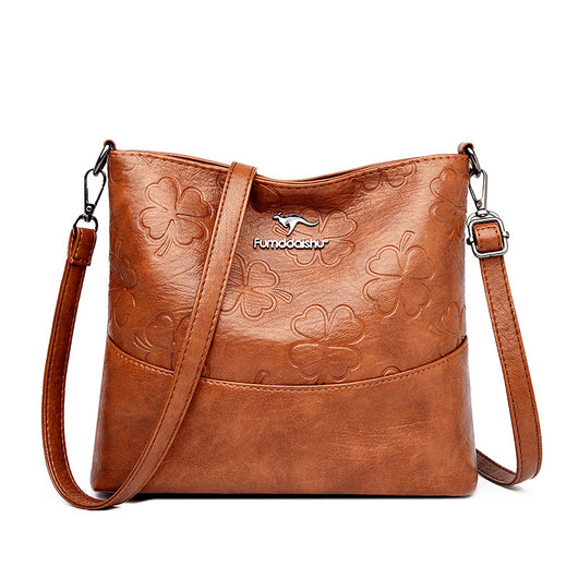 Bolso Bucket de Cuero Genuino con Grabado - Gran Capacidad para Mujer - Image 8