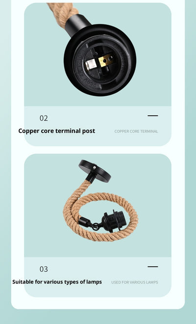 Lámpara Colgante Industrial Retro con Pantalla de Cuerda de Cáñamo - Image 15