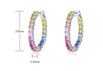 Aretes de Circonia Arcoíris en Plata S925 con Gemas de Colores Incrustadas - Image 11