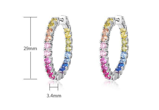 Aretes de Circonia Arcoíris en Plata S925 con Gemas de Colores Incrustadas - Image 11