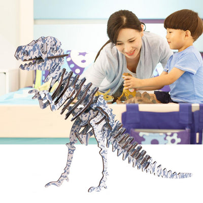 Puzzle 3D de Madera Dinosaurio Rex - Modelo Láser DIY Educativo - Image 3