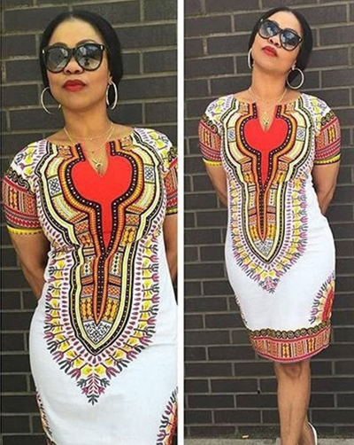 Vestido Étnico Estampado de Poliéster para Mujer